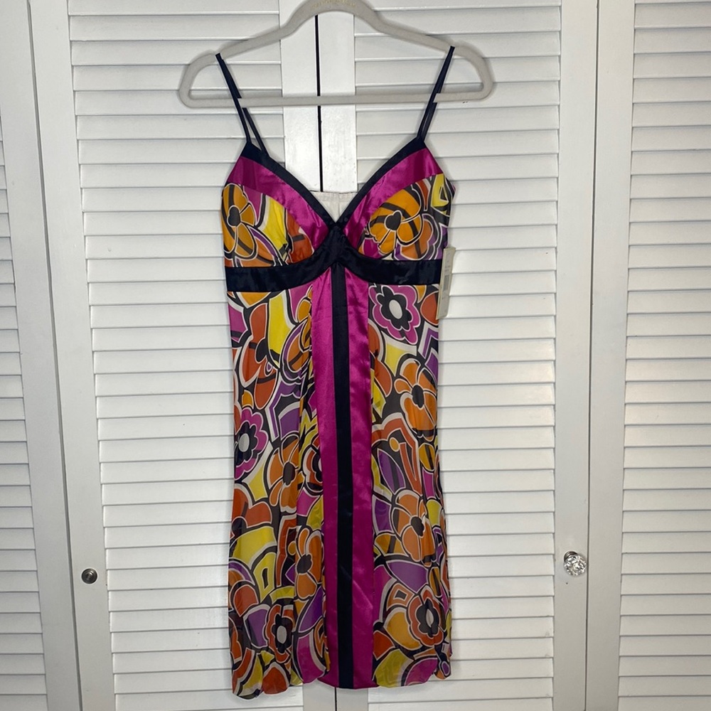Sangria NWT Pink and Black Floral Cocktail Dress